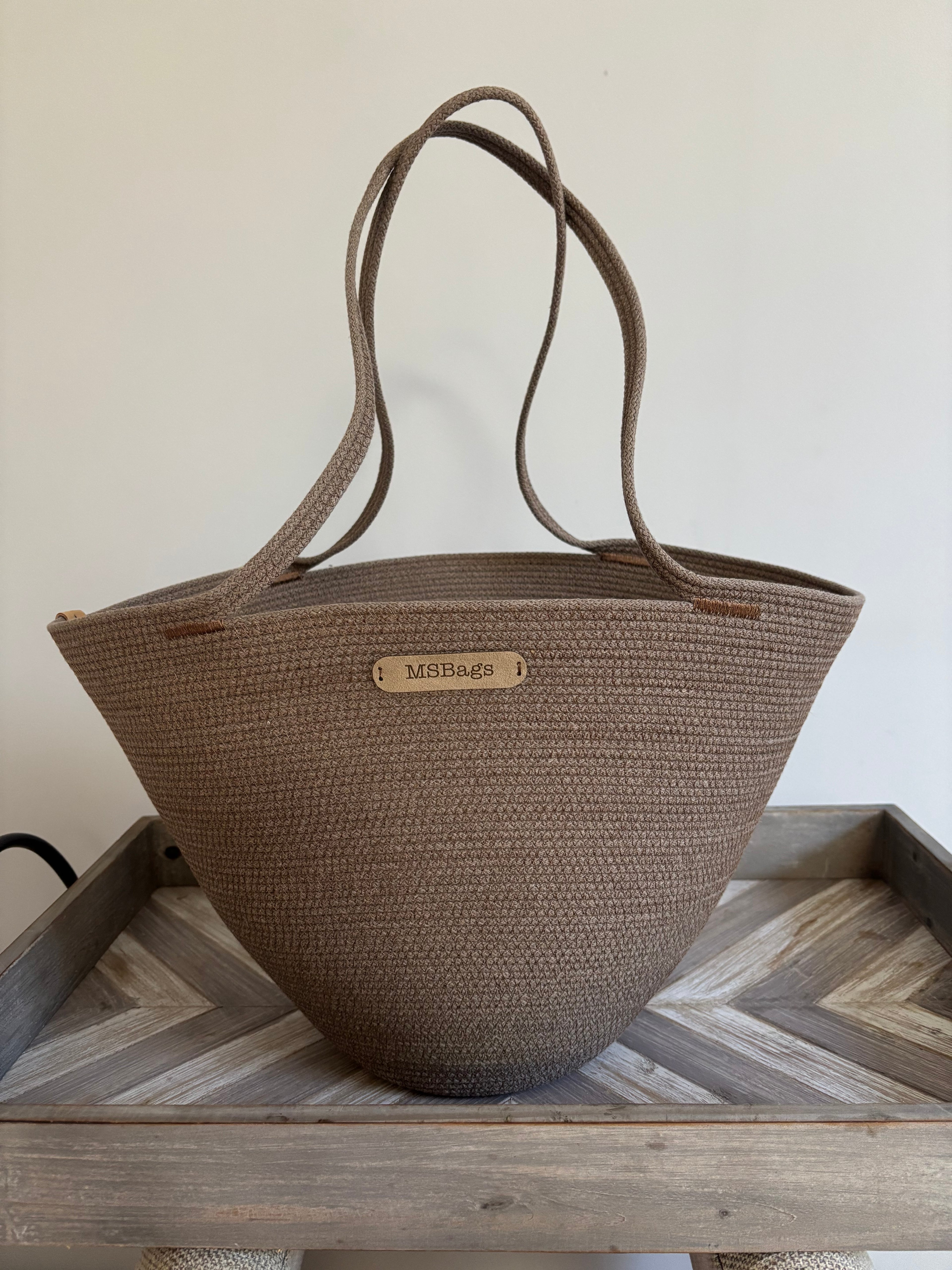 Handmade Cotton Tote BAG Brown bag