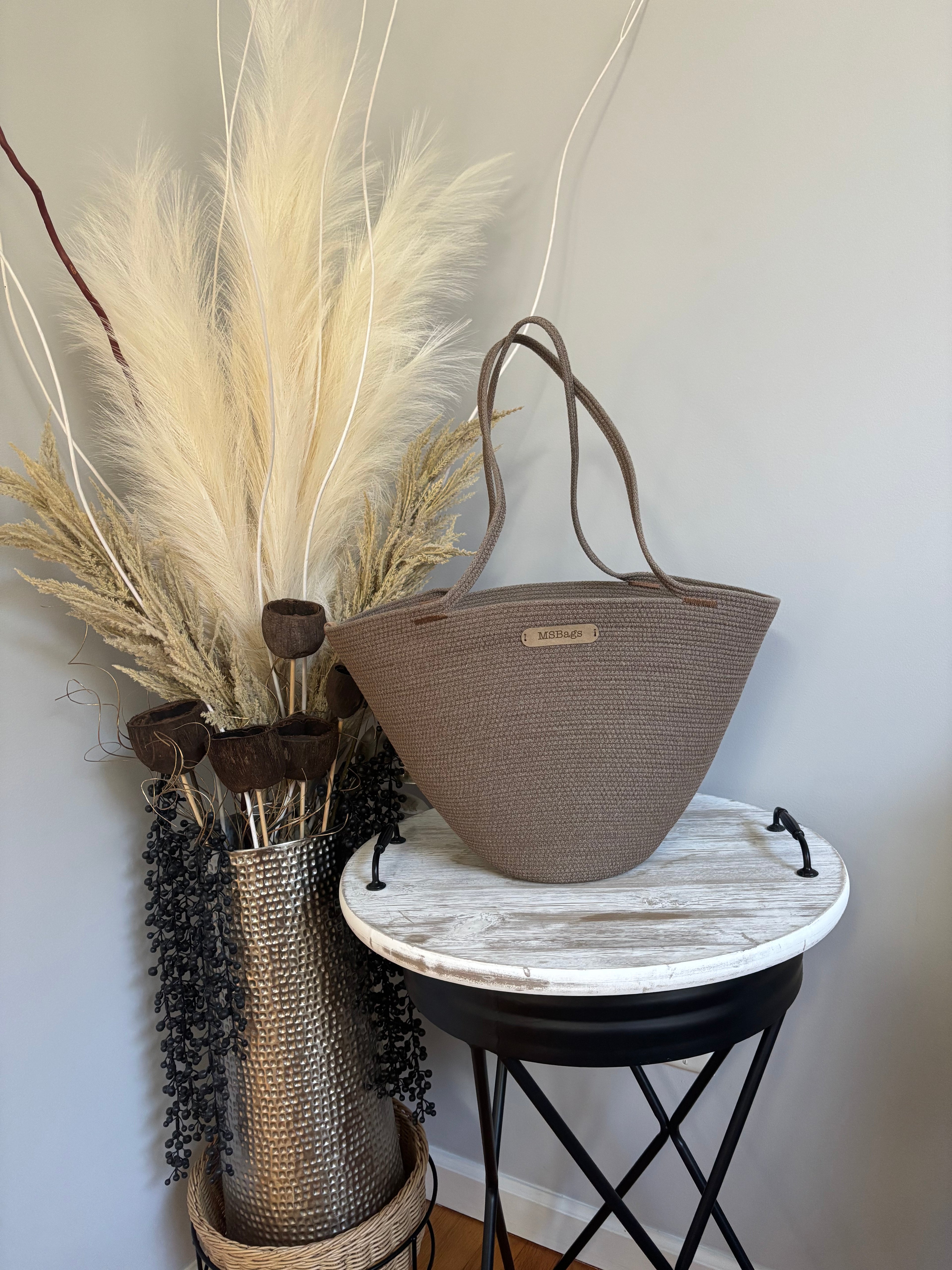 Handmade Cotton Tote BAG Brown bag