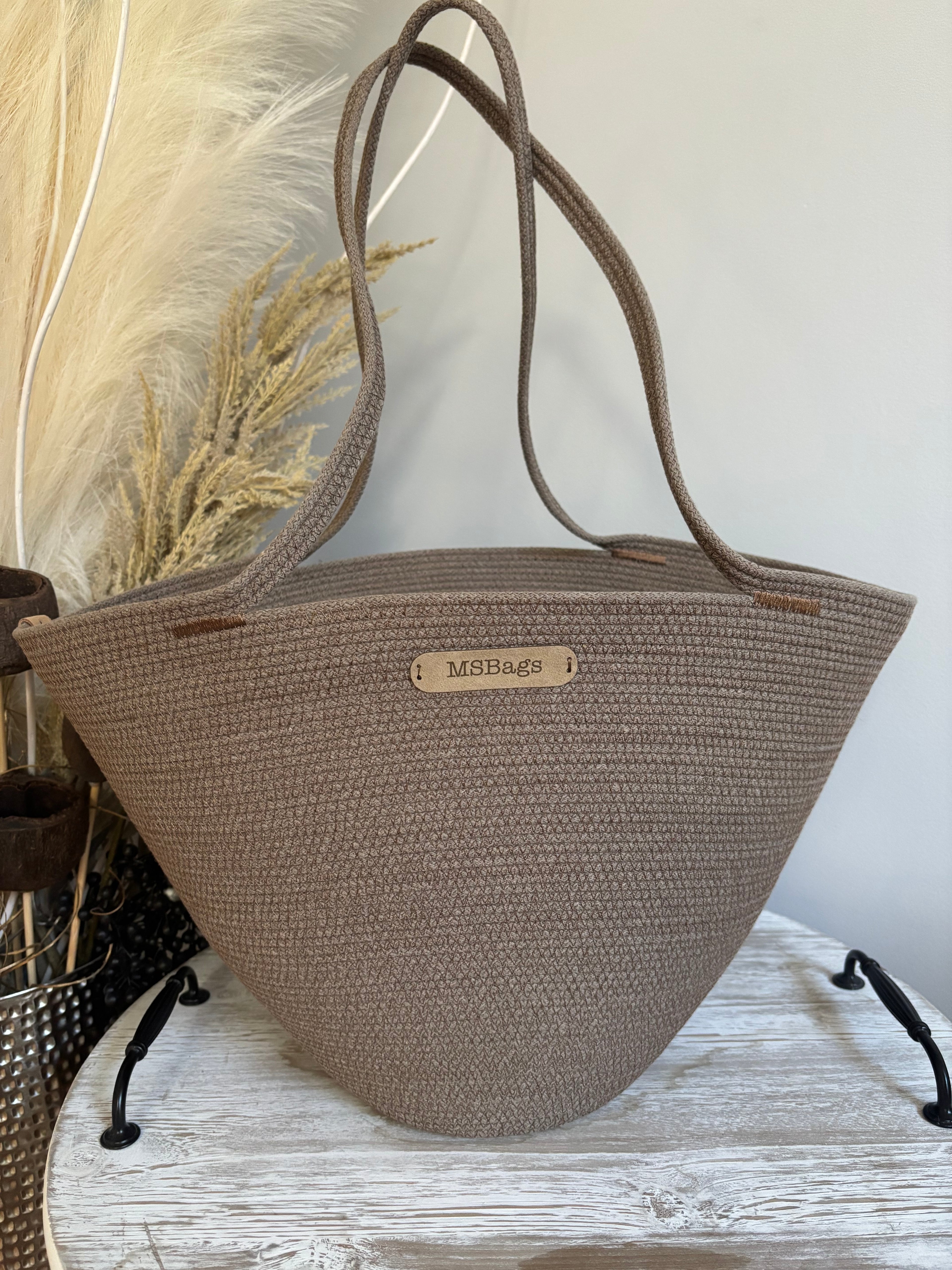 Handmade Cotton Tote BAG Brown bag