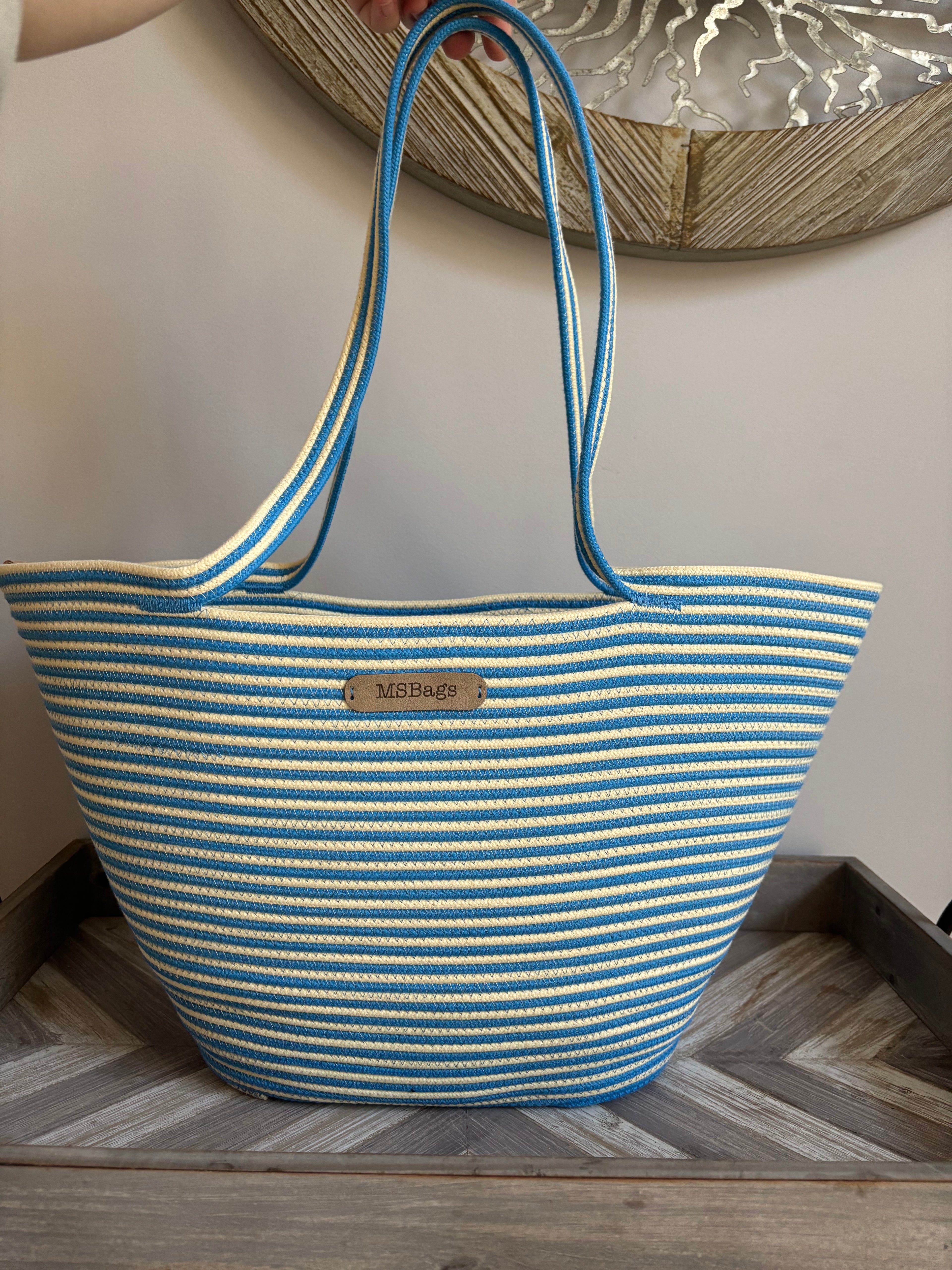 Handmade Cotton Tote BAG Blue and White bag