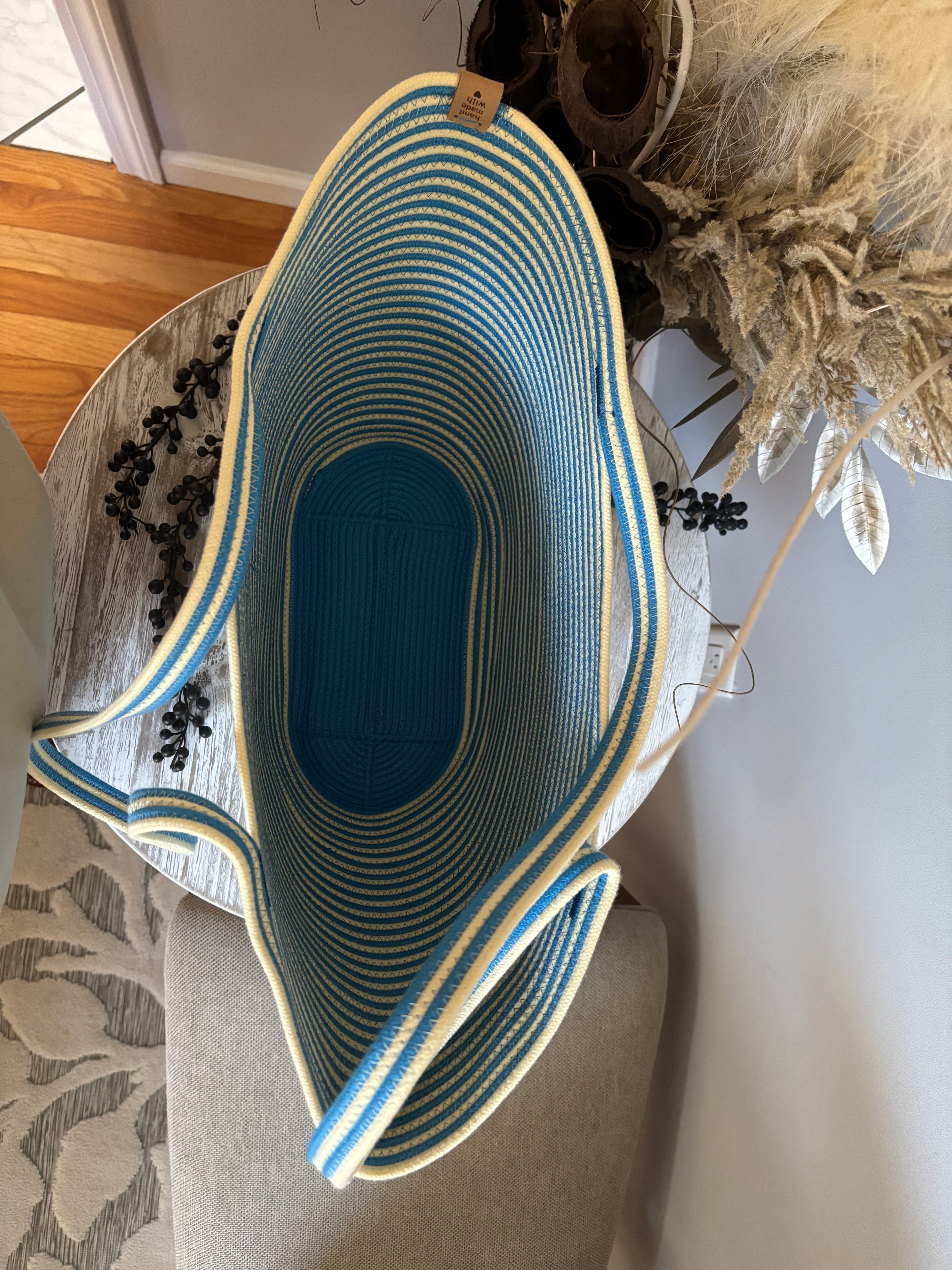 Handmade Cotton Tote BAG Blue and White bag