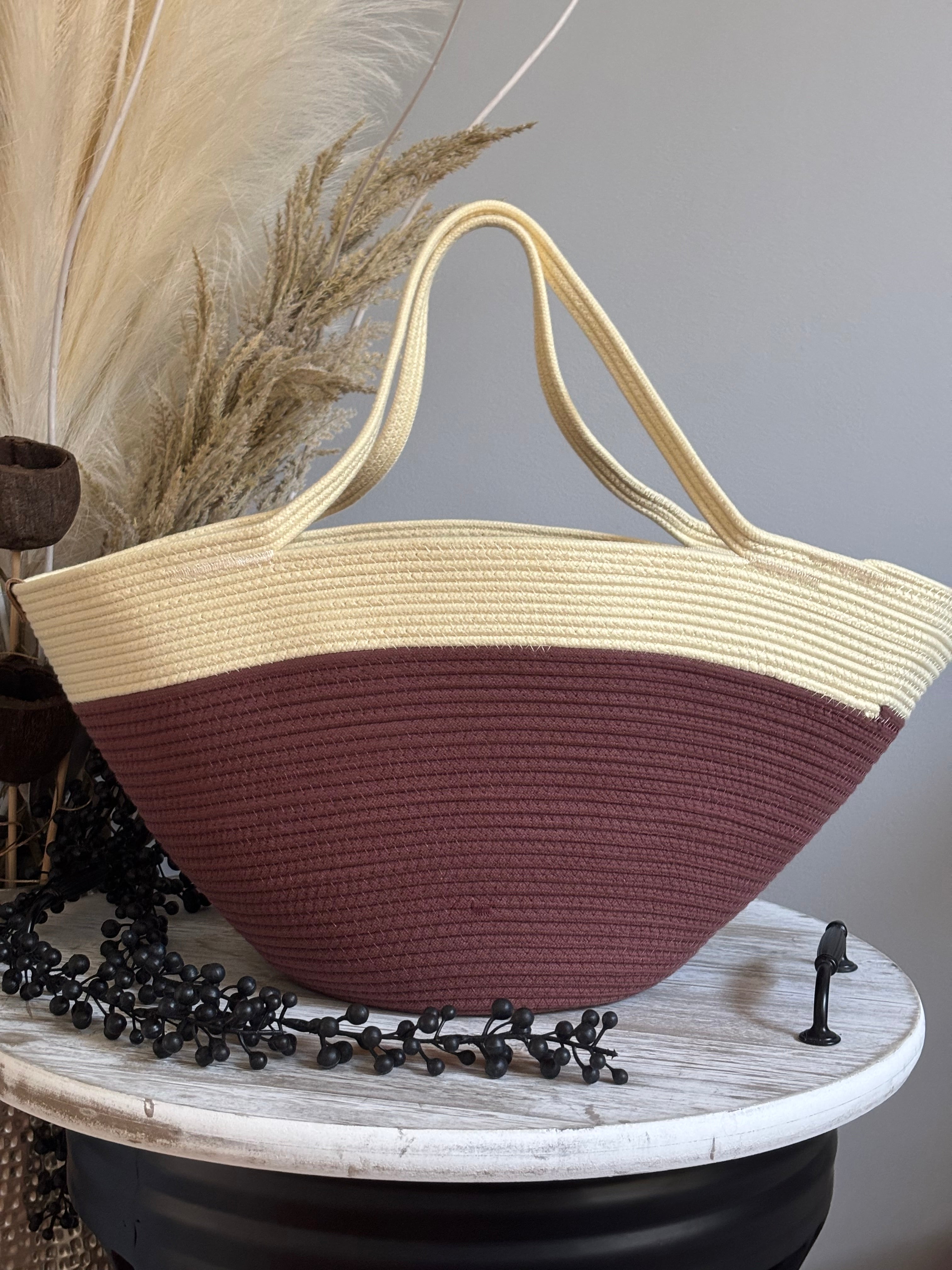 Handmade Cotton Tote BAG Brown and Yellow bag