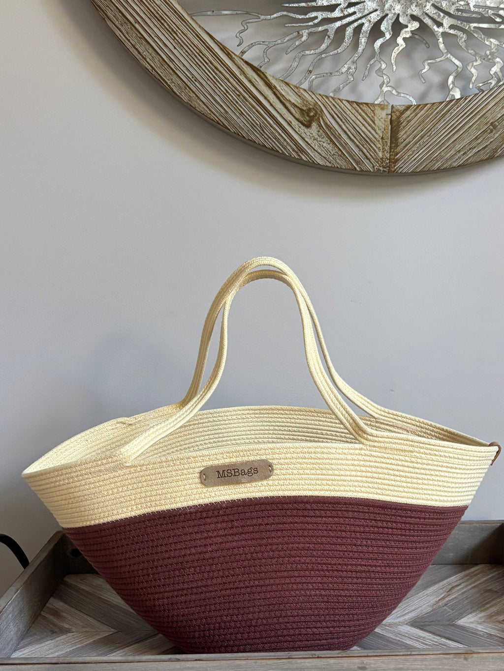 Handmade Cotton Tote BAG Brown and Yellow bag