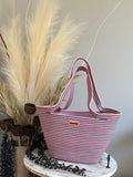 Handmade Cotton Tote BAG Gray and Pink bag