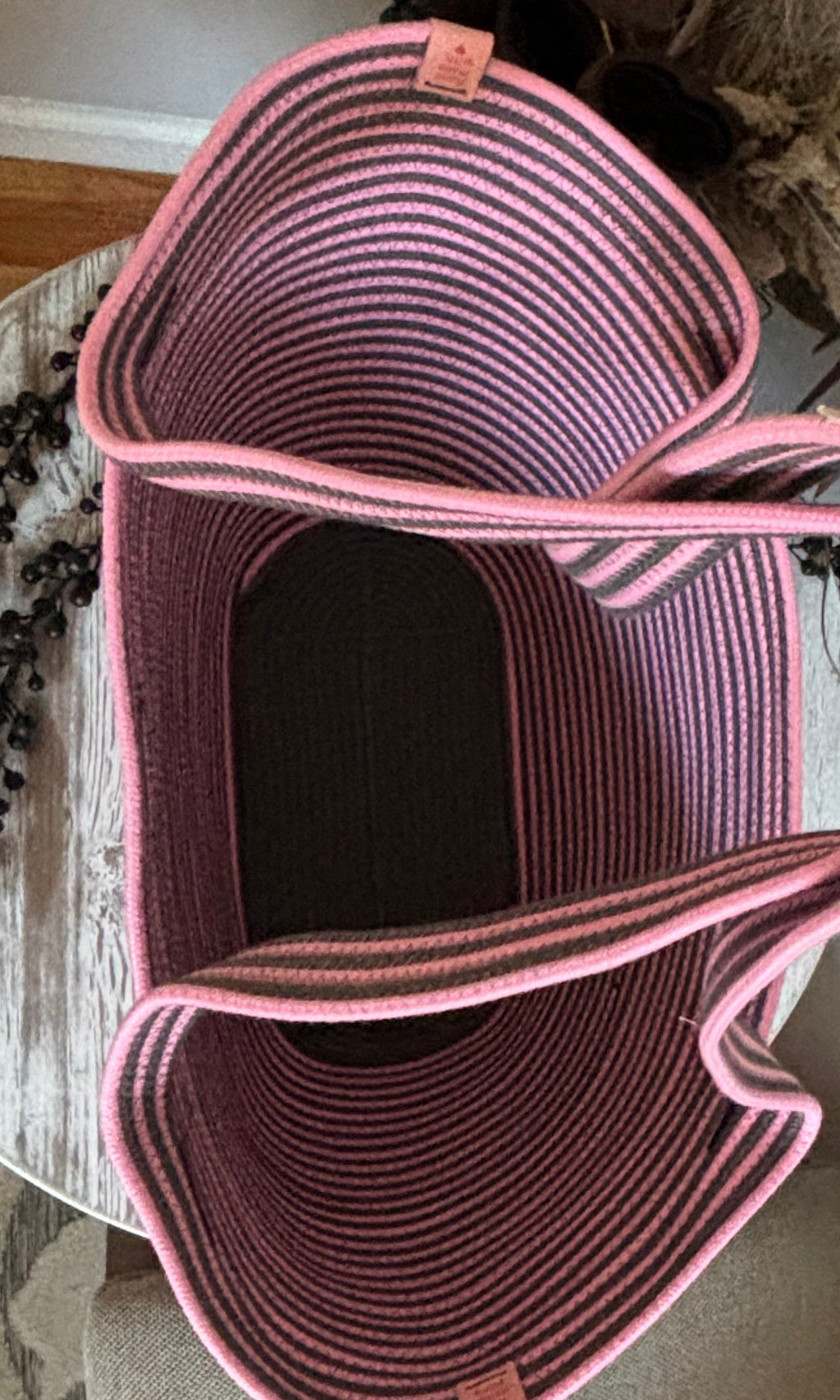Handmade Cotton Tote BAG Gray and Pink bag