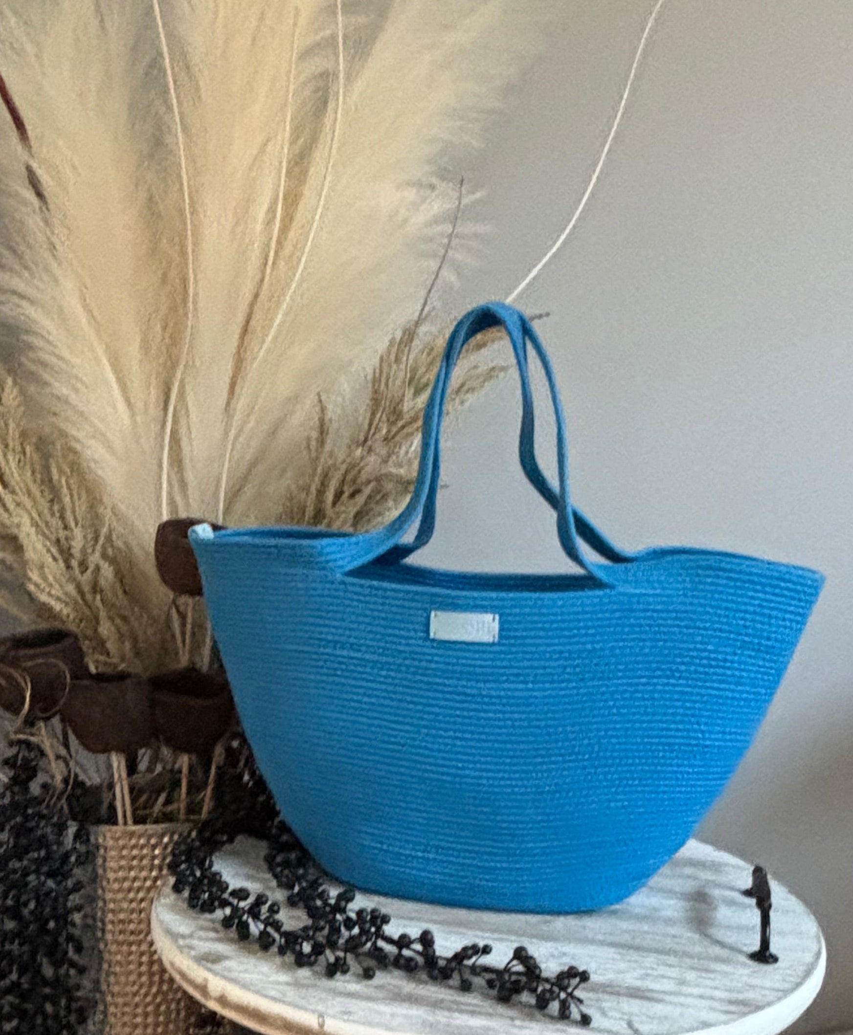 Handmade Cotton Tote BAG Blue bag