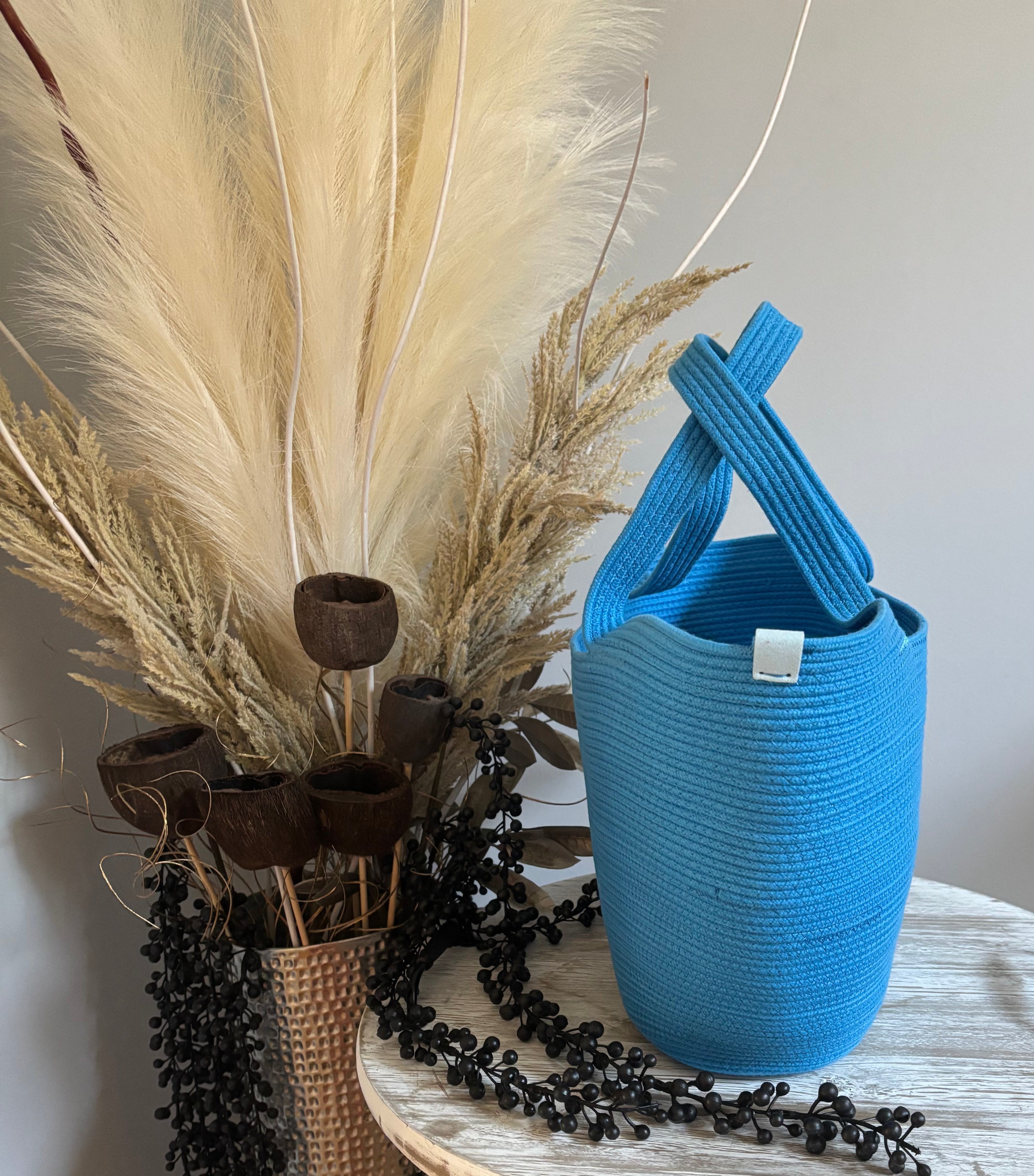 Handmade Cotton Tote BAG Blue bag