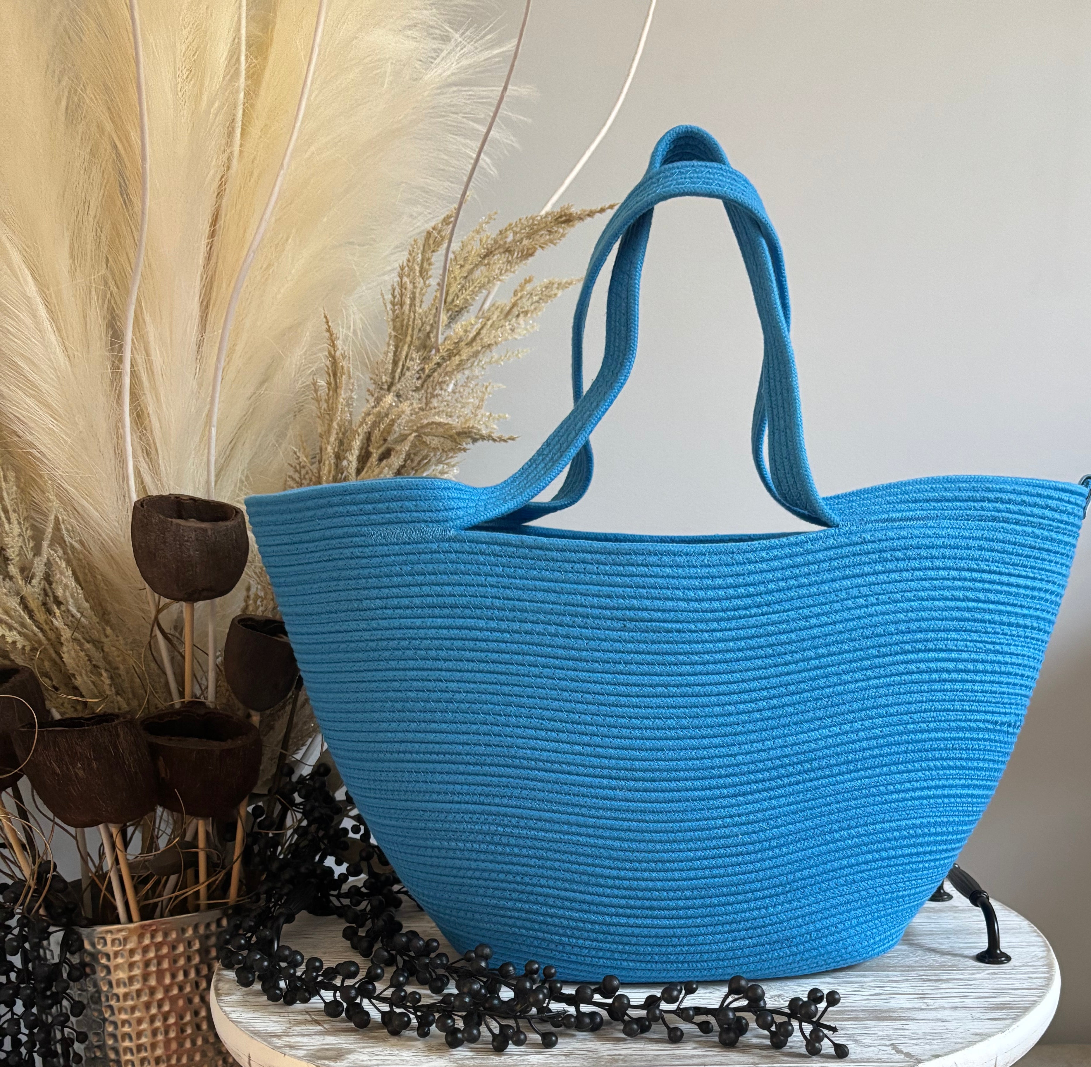 Handmade Cotton Tote BAG Blue bag