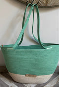 Handmade Cotton Tote BAG Mint and Beige bag
