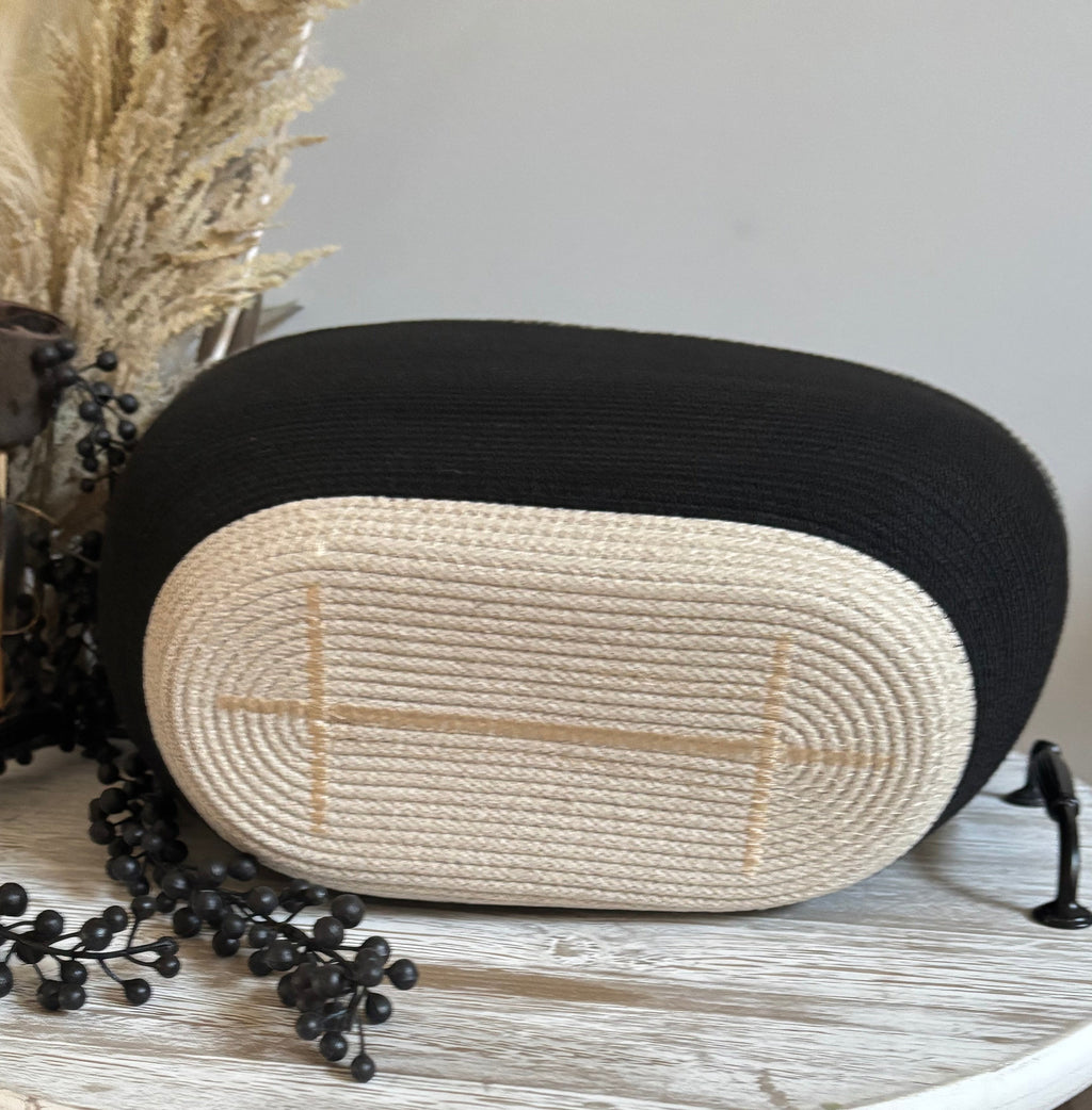 Handmade Cotton Tote BAG Black and Beige bag