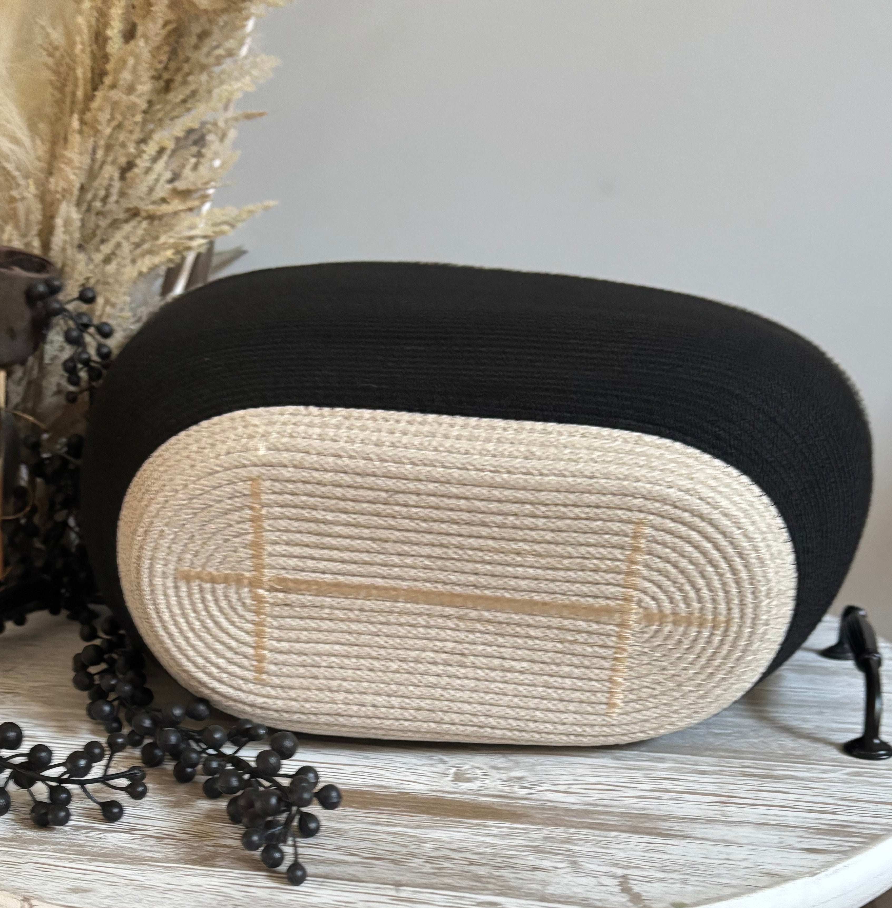 Handmade Cotton Tote BAG Black and Beige bag