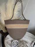 Handmade Cotton Tote BAG Beige with Jute rope Braided Detailed
