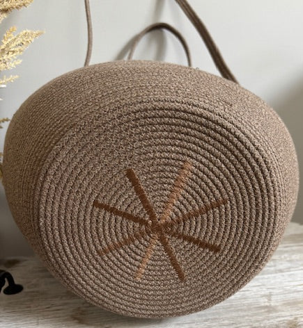 Handmade Cotton Tote BAG Beige with Jute rope Braided Detailed