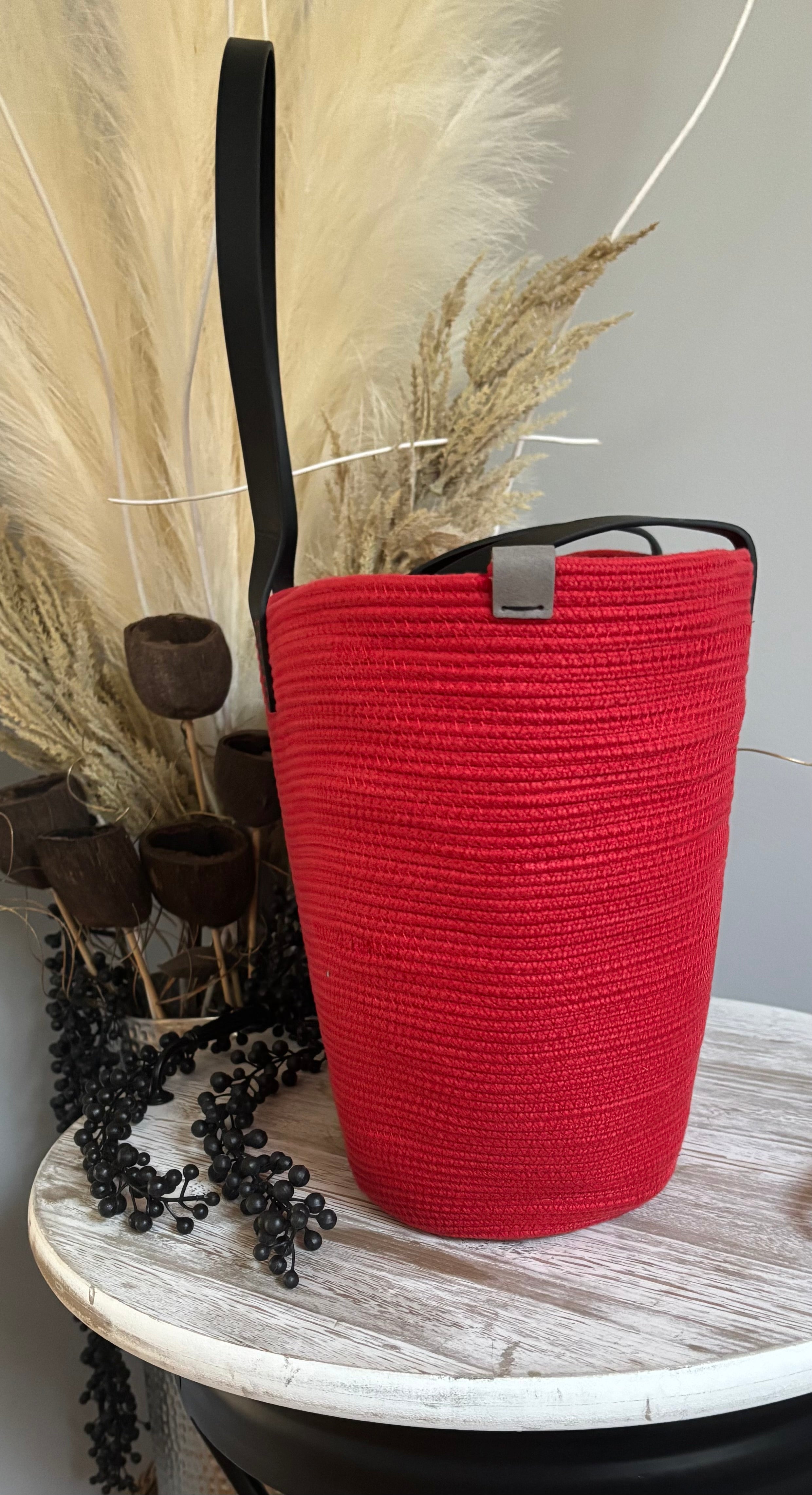 Handmade Cotton Tote BAG Red bag